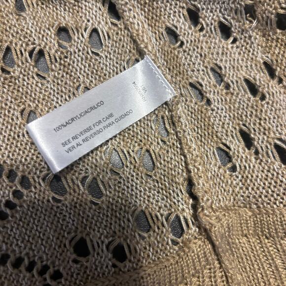 Carolyn Taylor Women's size M Cardigan Sweater Colorblock Beige Tan Open Front - Picture 6 of 6